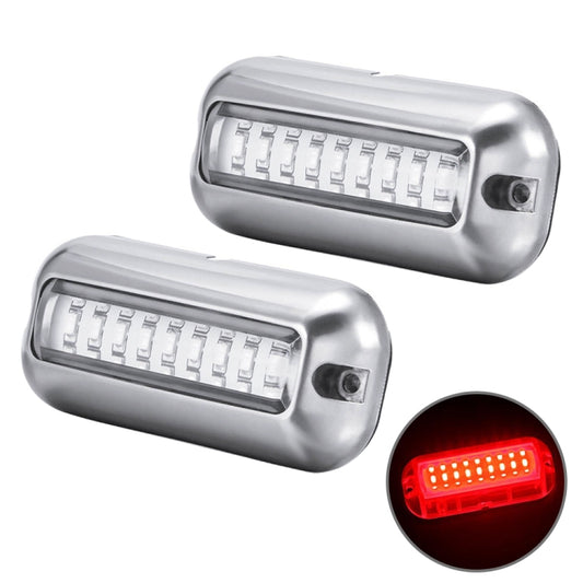 2 PCS MK-027 Ship / Yacht 10-30V 27LEDs Waterproof Stainless Steel Underwater Light(Red Light) - Marine Accessories & Parts by buy2fix | Online Shopping UK | buy2fix