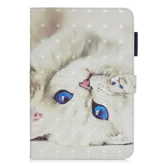 3D Horizontal Flip Leather Case with Holder & Card Slots For  Galaxy Tab A 8 (2019)(White Cat) - Tab A 8.0 & S Pen (2019) P200/P205 by buy2fix | Online Shopping UK | buy2fix