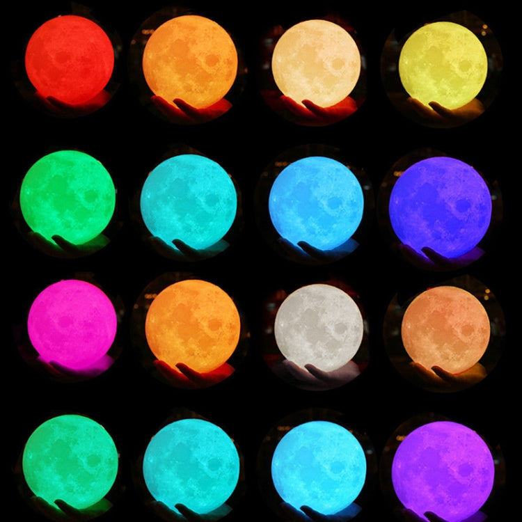 Customized 16-colors 3D Print Lamp USB Charging Energy-saving LED Night Light with Remote Control & Wooden Holder Base, Diameter:8cm - Night Lights by buy2fix | Online Shopping UK | buy2fix