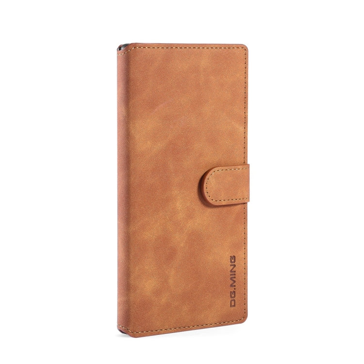 DG.MING Retro Oil Side Horizontal Flip Case with Holder & Card Slots & Wallet for Galaxy Note 10+(Brown) - Galaxy Phone Cases by DG.MING | Online Shopping UK | buy2fix