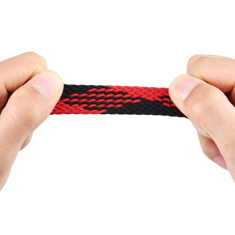 Plastic Buckle Mixed Color Nylon Braided Single Loop Watch Band For Apple Watch Ultra 49mm&Watch Ultra 2 49mm / Series 9&8&7 45mm / SE 3&SE 2&6&SE&5&4 44mm / 3&2&1 42mm, Size:L(Checkered Red Black) - Watch Bands by buy2fix | Online Shopping UK | buy2fix