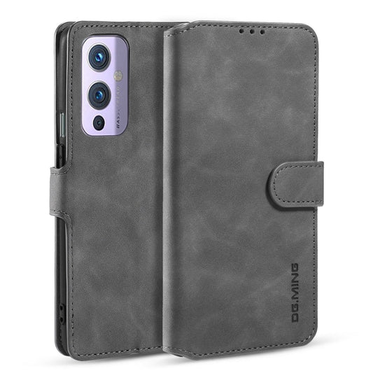 For OnePlus 9 DG.MING Retro Oil Side Horizontal Flip Leather Case with Holder & Card Slots & Wallet(Grey) - OnePlus Cases by DG.MING | Online Shopping UK | buy2fix