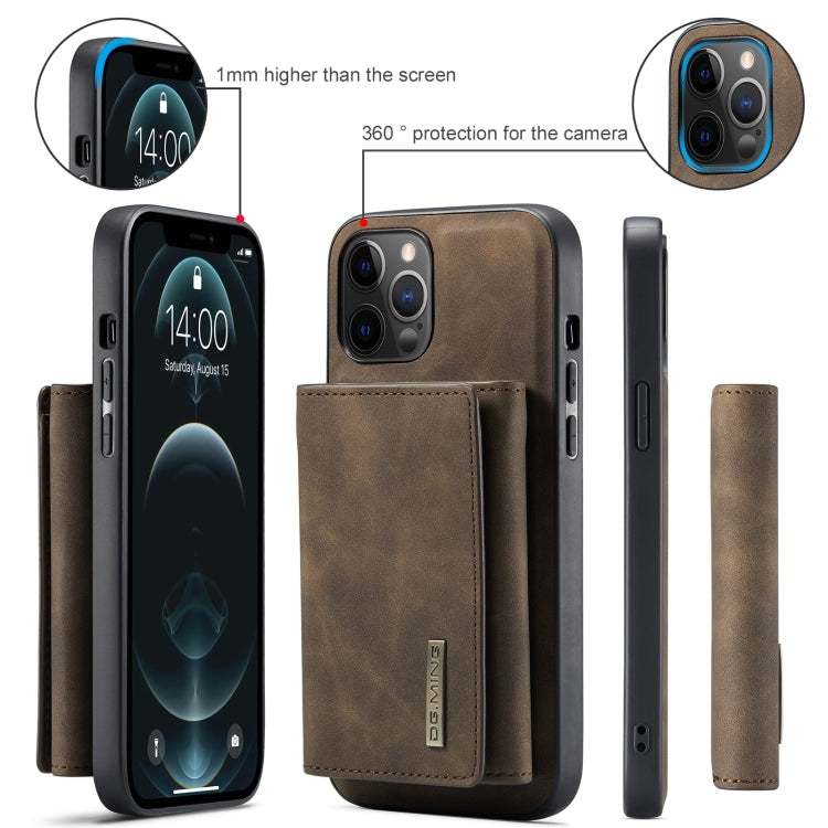 For iPhone 12 Pro Max DG.MING M1 Series 3-Fold Multi Card Wallet + Magnetic Back Cover Shockproof Case with Holder Function(Coffee) - iPhone 12 Pro Max Cases by DG.MING | Online Shopping UK | buy2fix