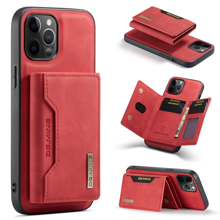 For iPhone 12 Pro Max DG.MING M2 Series 3-Fold Multi Card Bag + Magnetic Back Cover Shockproof Case with Wallet & Holder Function(Red) - iPhone 12 Pro Max Cases by DG.MING | Online Shopping UK | buy2fix