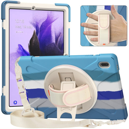 For Samsung Galaxy Tab S7 FE T730 / S7+ / S9+ /S8+ Silicone + PC Protective Case with Holder & Shoulder Strap(Colorful Blue) - Other Galaxy Tab PC by buy2fix | Online Shopping UK | buy2fix