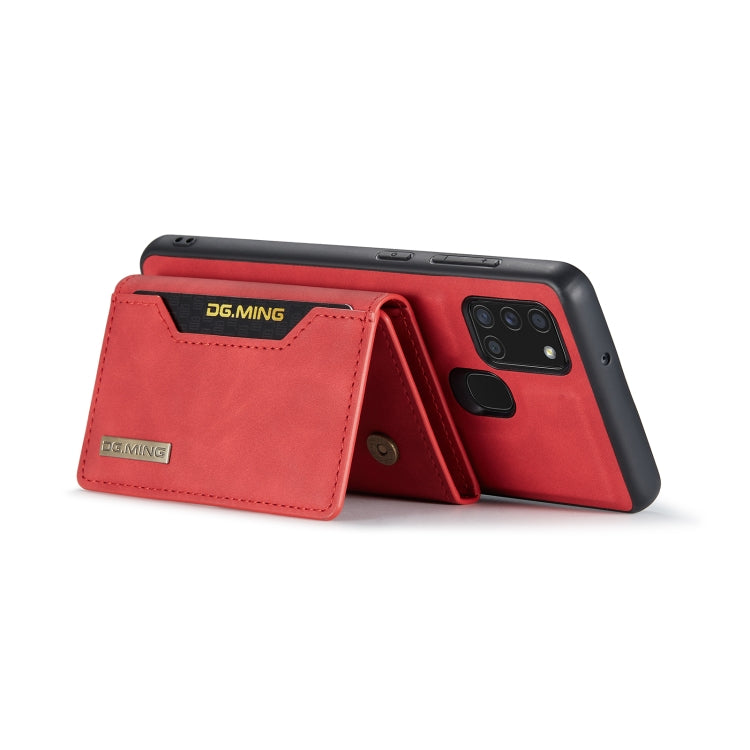 For Samsung Galaxy A21s DG.MING M2 Series 3-Fold Multi Card Bag Back Cover Shockproof Case with Wallet & Holder Function(Red) - Galaxy Phone Cases by DG.MING | Online Shopping UK | buy2fix