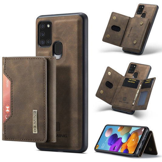 For Samsung Galaxy A21s DG.MING M2 Series 3-Fold Multi Card Bag Back Cover Shockproof Case with Wallet & Holder Function(Coffee) - Galaxy Phone Cases by DG.MING | Online Shopping UK | buy2fix