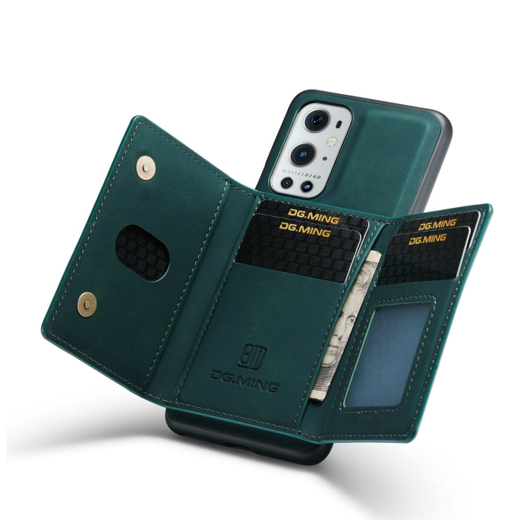 For OnePlus 9 Pro DG.MING M2 Series 3-Fold Multi Card Bag Back Cover Shockproof Case with Wallet & Holder Function(Green) - OnePlus Cases by DG.MING | Online Shopping UK | buy2fix