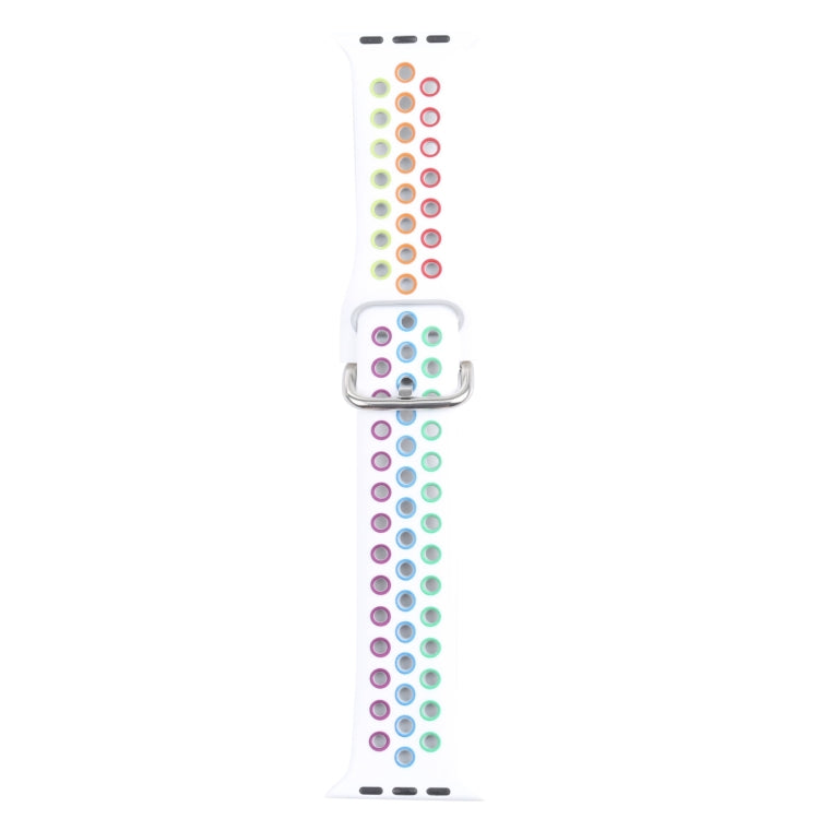 Metal Buckle Silicone Watch Band For Apple Watch Series 9&8&7 41mm / SE 3&SE 2&6&SE&5&4 40mm / 3&2&1 38mm(White+Colorful) - Watch Bands by buy2fix | Online Shopping UK | buy2fix