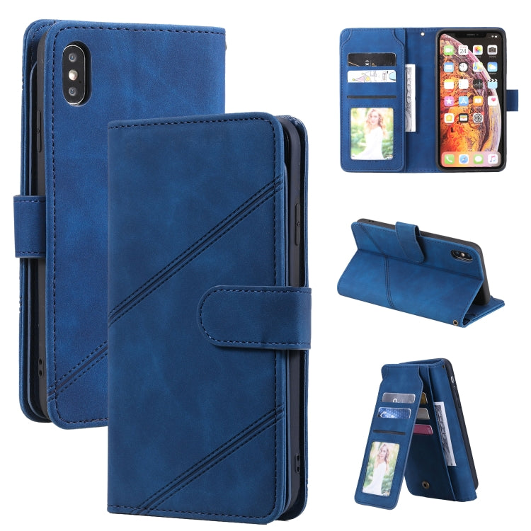 For iPhone XS Max Skin Feel Business Horizontal Flip PU Leather Case with Holder & Multi-Card Slots & Wallet & Lanyard & Photo Frame(Blue) - More iPhone Cases by buy2fix | Online Shopping UK | buy2fix