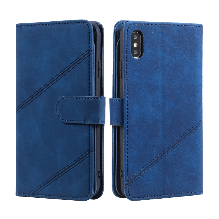 For iPhone XS Max Skin Feel Business Horizontal Flip PU Leather Case with Holder & Multi-Card Slots & Wallet & Lanyard & Photo Frame(Blue) - More iPhone Cases by buy2fix | Online Shopping UK | buy2fix