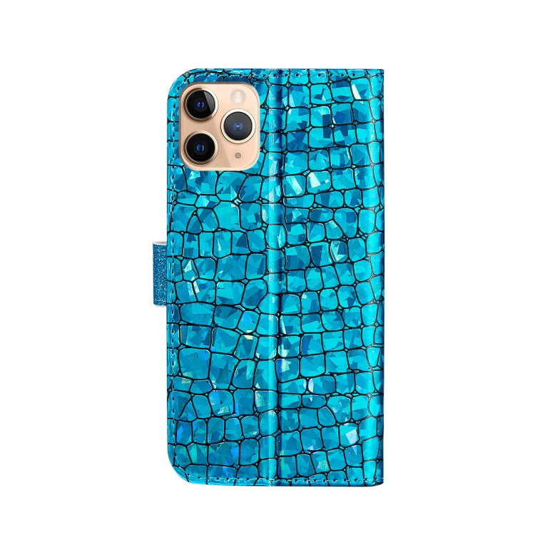 For iPhone 13 Pro Laser Glitter Powder Matching Crocodile Texture Horizontal Flip Leather Case with Card Slots & Holder & Wallet (Blue) - iPhone 13 Pro Cases by buy2fix | Online Shopping UK | buy2fix