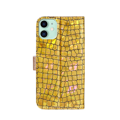 For iPhone 13 mini Laser Glitter Powder Matching Crocodile Texture Horizontal Flip Leather Case with Card Slots & Holder & Wallet (Gold) - iPhone 13 mini Cases by buy2fix | Online Shopping UK | buy2fix