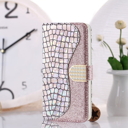 For iPhone 13 mini Laser Glitter Powder Matching Crocodile Texture Horizontal Flip Leather Case with Card Slots & Holder & Wallet (Silver) - iPhone 13 mini Cases by buy2fix | Online Shopping UK | buy2fix