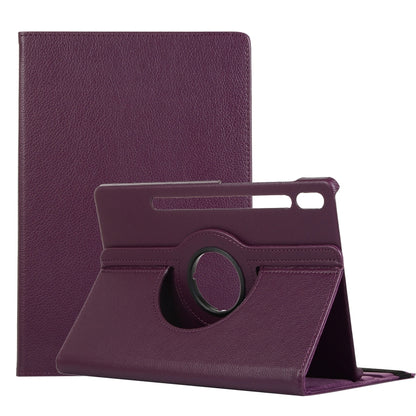 For Samsung Galaxy Tab S7 FE T730 Litchi Texture Horizontal Flip 360 Degrees Rotation Leather Case with Holder(Purple) - Other Galaxy Tab PC by buy2fix | Online Shopping UK | buy2fix