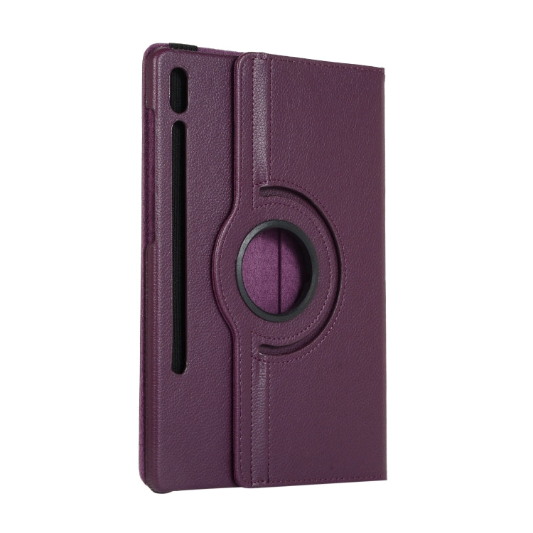 For Samsung Galaxy Tab S7 FE T730 Litchi Texture Horizontal Flip 360 Degrees Rotation Leather Case with Holder(Purple) - Other Galaxy Tab PC by buy2fix | Online Shopping UK | buy2fix