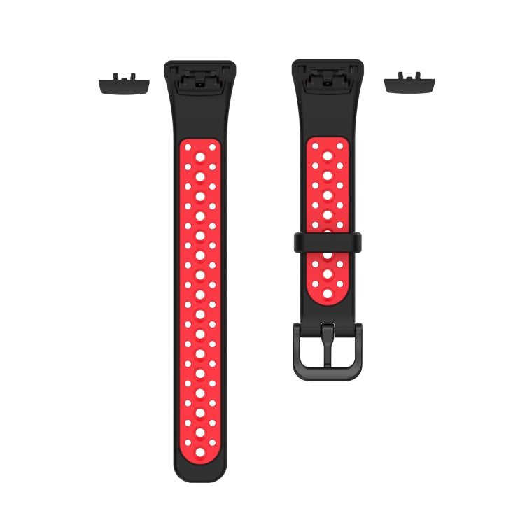 For Huawei Band 6 / Honor Band 6 Universal Two-color Breathable Silicone Watch Band(Black Red) - Watch Bands by buy2fix | Online Shopping UK | buy2fix