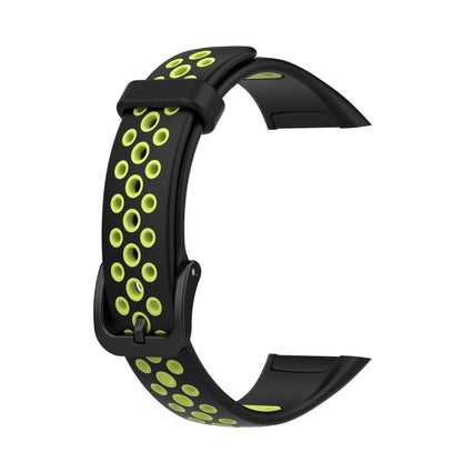 For Huawei Band 6 / Honor Band 6 Universal Two-color Breathable Silicone Watch Band(Black Green) - Watch Bands by buy2fix | Online Shopping UK | buy2fix