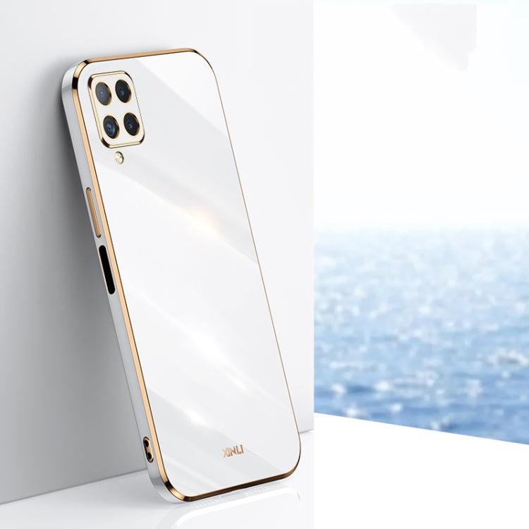 For Samsung Galaxy A22 4G XINLI Straight 6D Plating Gold Edge TPU Shockproof Case(White) - Galaxy Phone Cases by XINLI | Online Shopping UK | buy2fix