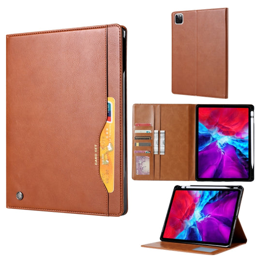 For iPad Air 13 2024 / iPad Pro 12.9 2022 / 2021 / 2010 Knead Skin Texture Horizontal Flip Leather Tablet Case with Photo Frame & Holder & Card Slots & Wallet (Brown) - iPad Pro 12.9 (2022/2021) Cases by buy2fix | Online Shopping UK | buy2fix