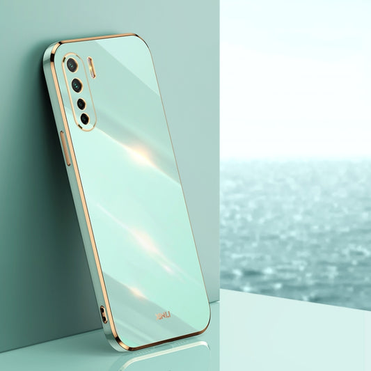 For OPPO A91 XINLI Straight 6D Plating Gold Edge TPU Shockproof Case(Mint Green) - OPPO Cases by XINLI | Online Shopping UK | buy2fix