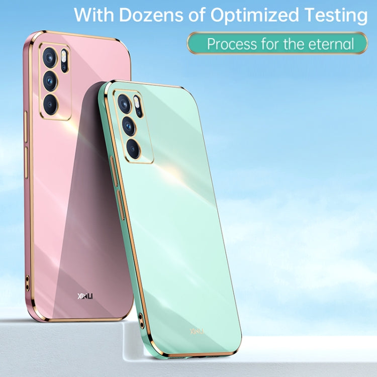 For OPPO Reno6 Pro 5G XINLI Straight 6D Plating Gold Edge TPU Shockproof Case(Mint Green) - OPPO Cases by XINLI | Online Shopping UK | buy2fix