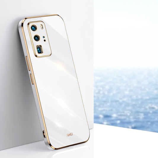 For Huawei P40 Pro XINLI Straight 6D Plating Gold Edge TPU Shockproof Case(White) - Huawei Cases by XINLI | Online Shopping UK | buy2fix