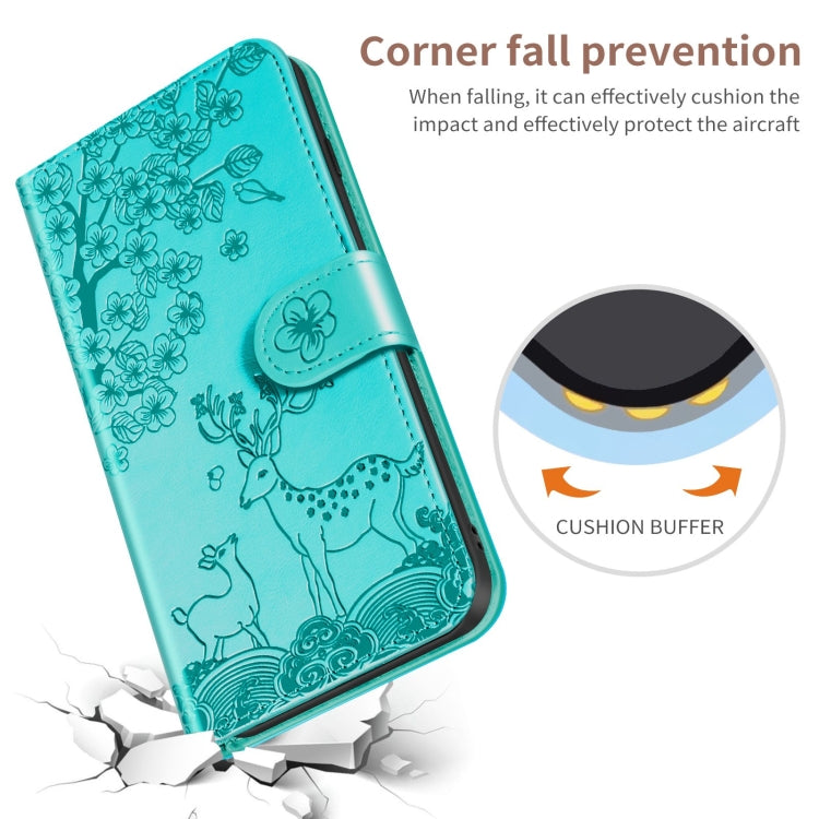 For Xiaomi Redmi 9A Sika Deer Embossing Pattern Horizontal Flip PU Leather Case with Holder & Card Slot & Wallet & Photo Frame(Green) - Xiaomi Cases by buy2fix | Online Shopping UK | buy2fix