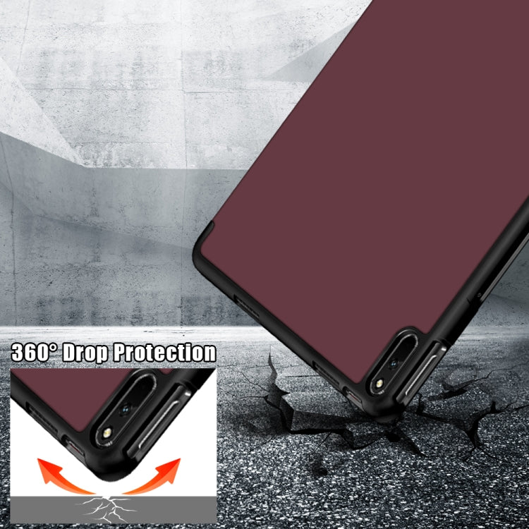 For Huawei MatePad 11 2021 Multi-folding Horizontal Flip PU Leather Shockproof Case with Holder & Sleep / Wake-up Function(Wine Red) - Huawei Cases by buy2fix | Online Shopping UK | buy2fix