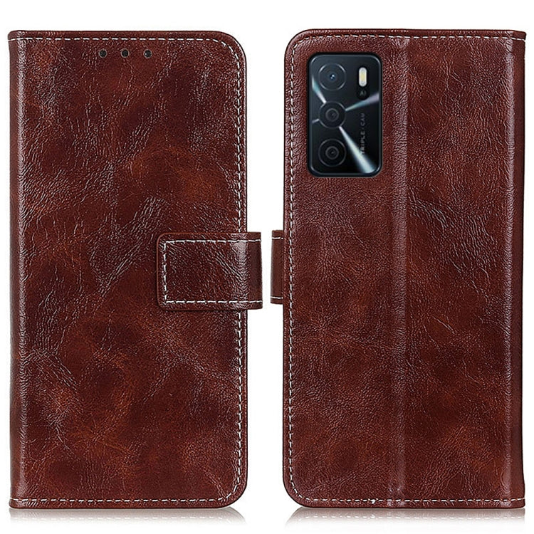 For OPPO A16 Retro Crazy Horse Texture Horizontal Flip Leather Case with Holder & Card Slots & Photo Frame & Wallet(Brown) - OPPO Cases by buy2fix | Online Shopping UK | buy2fix