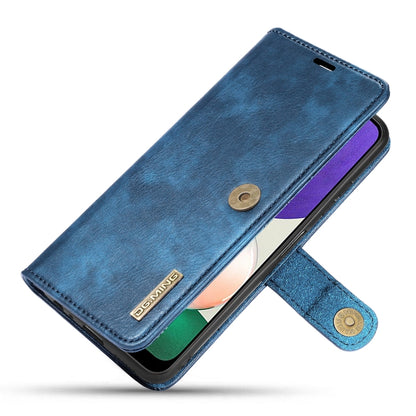 For Samsung Galaxy A22 5G DG.MING Crazy Horse Texture Flip Detachable Magnetic Leather Case with Holder & Card Slots & Wallet(Blue) - Galaxy Phone Cases by DG.MING | Online Shopping UK | buy2fix
