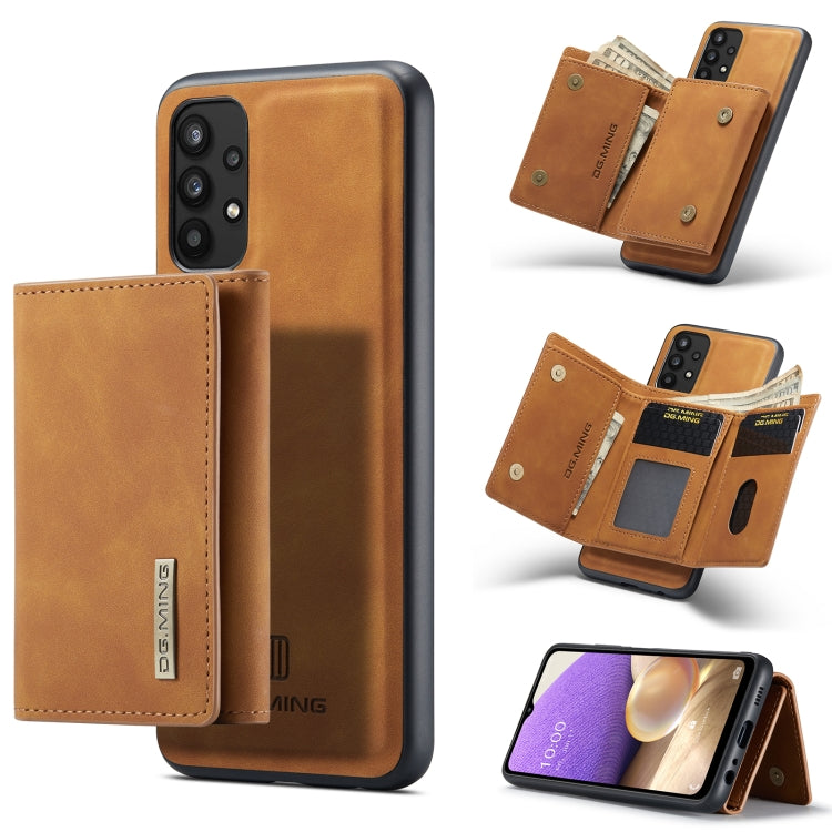 For Samsung Galaxy A32 5G DG.MING M1 Series 3-Fold Multi Card Wallet  Back Cover Shockproof Case with Holder Function(Brown) - Galaxy Phone Cases by DG.MING | Online Shopping UK | buy2fix