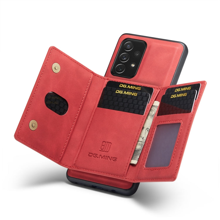 For Samsung Galaxy A72 5G / 4G DG.MING M2 Series 3-Fold Multi Card Bag Back Cover Shockproof Case with Wallet & Holder Function(Red) - Galaxy Phone Cases by DG.MING | Online Shopping UK | buy2fix