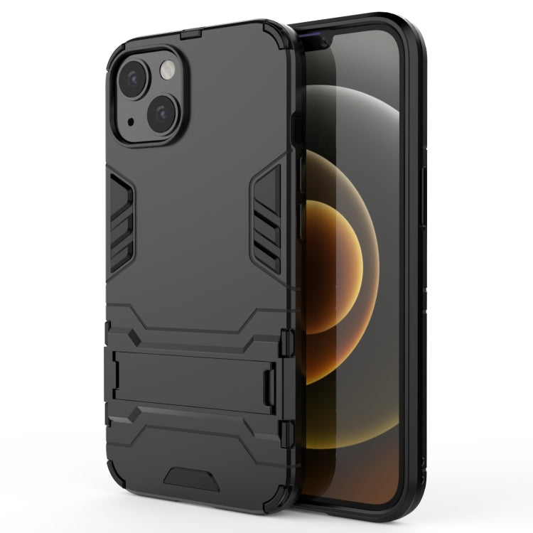 For iPhone 13 PC + TPU Shockproof Protective Case with Invisible Holder(Black) - iPhone 13 Cases by buy2fix | Online Shopping UK | buy2fix