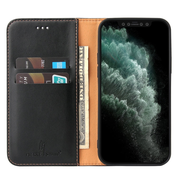 For iPhone 13 mini Fierre Shann PU Leather Texture Horizontal Flip Leather Case with Holder & Card Slots & Wallet (Black) - iPhone 13 mini Cases by FIERRE SHANN | Online Shopping UK | buy2fix