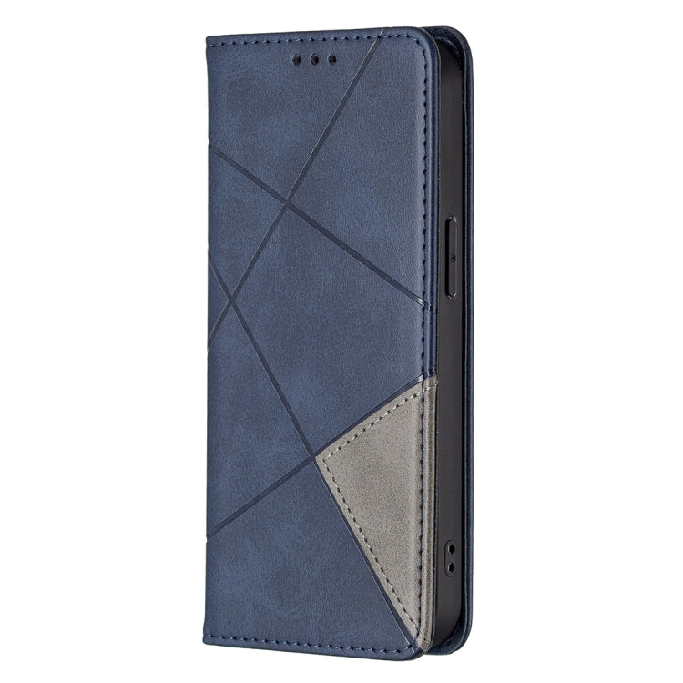 For iPhone 13 Rhombus Texture Horizontal Flip Magnetic Leather Case with Holder & Card Slots(Blue) - iPhone 13 Cases by buy2fix | Online Shopping UK | buy2fix