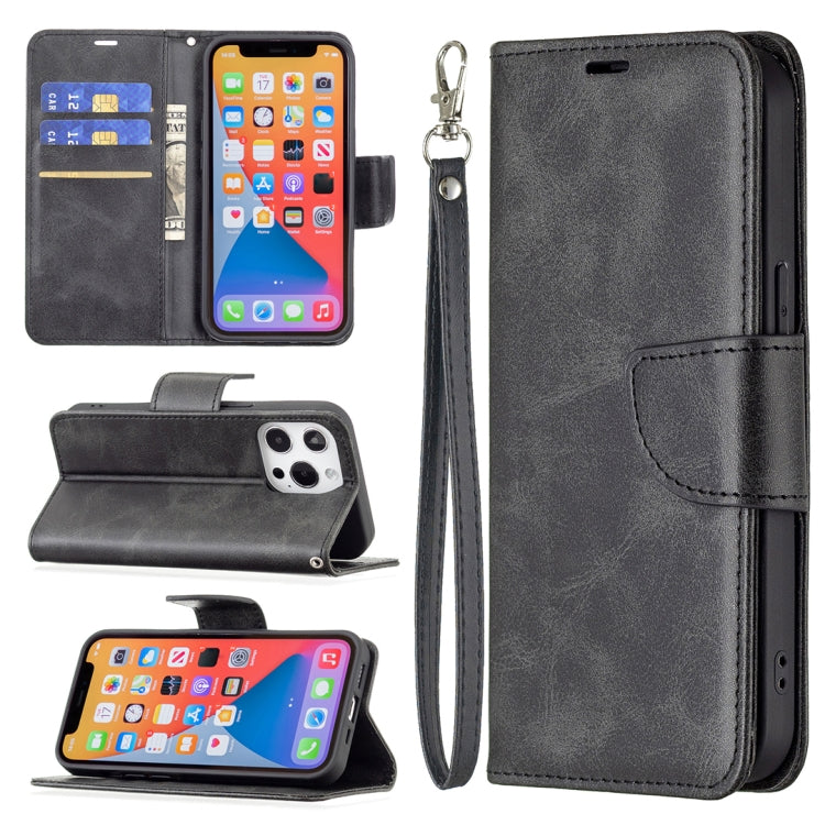 For iPhone 13 mini  Retro Lambskin Texture Pure Color Horizontal Flip PU Leather Case, with Holder & Card Slots & Wallet & Lanyard(Black) - iPhone 13 mini Cases by buy2fix | Online Shopping UK | buy2fix