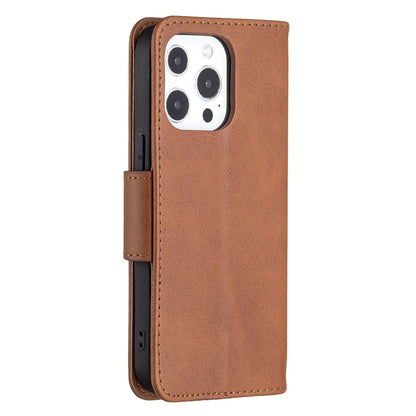 For iPhone 13 Retro Lambskin Texture Pure Color Horizontal Flip PU Leather Case, with Holder & Card Slots & Wallet & Lanyard(Brown) - iPhone 13 Cases by buy2fix | Online Shopping UK | buy2fix