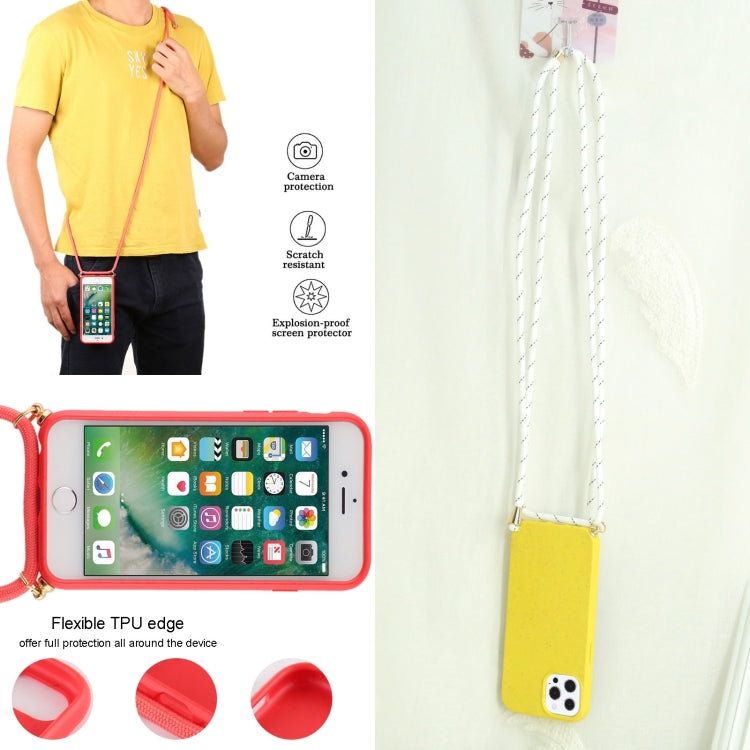 For iPhone 13 Pro Wheat Straw Material + TPU Shockproof Case with Neck Lanyard (Yellow) - iPhone 13 Pro Cases by buy2fix | Online Shopping UK | buy2fix