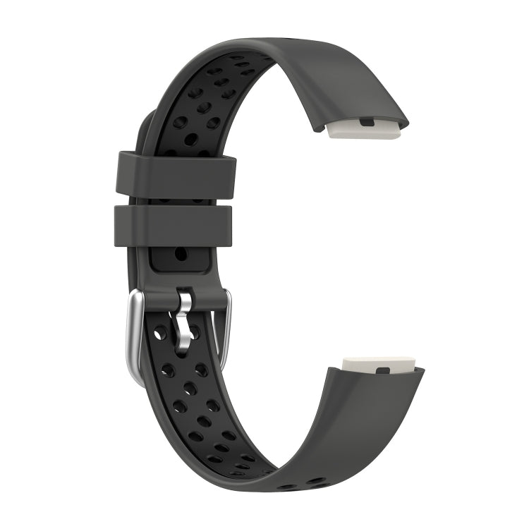 For Fitbit Luxe Two-color Silicone Watch Band(Anthracite Black Black) - Watch Bands by buy2fix | Online Shopping UK | buy2fix