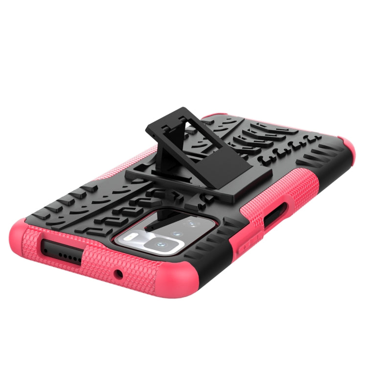 For Xiaomi Poco X3 GT Tire Texture Shockproof TPU+PC Protective Case with Holder(Pink) - Xiaomi Cases by buy2fix | Online Shopping UK | buy2fix