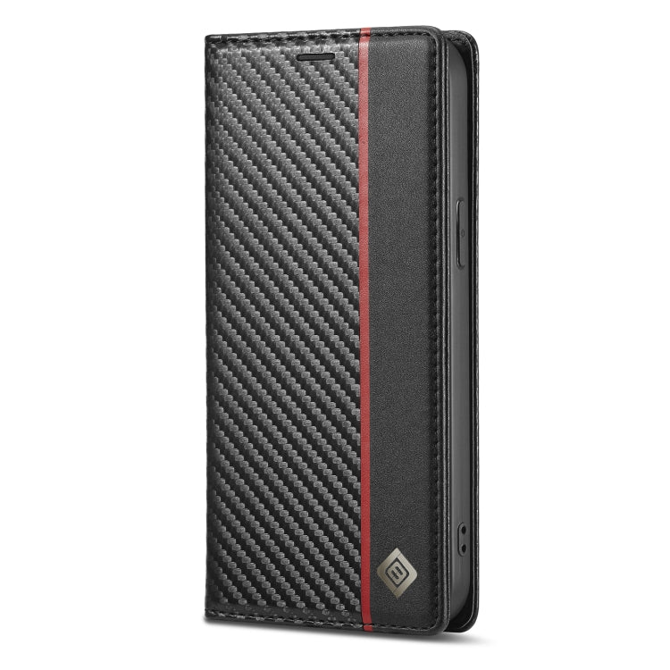 For iPhone 12 Pro Max LC.IMEEKE Carbon Fiber PU + TPU Horizontal Flip Leather Case with Holder & Card Slot & Wallet(Vertical Black) - iPhone 12 Pro Max Cases by LC.IMEEKE | Online Shopping UK | buy2fix