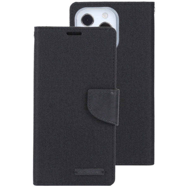 For iPhone 13 Pro GOOSPERY CANVAS DIARY Cross Texture Horizontal Flip Leather Case with Holder& Card Slots & Wallet (Black) - iPhone 13 Pro Cases by GOOSPERY | Online Shopping UK | buy2fix
