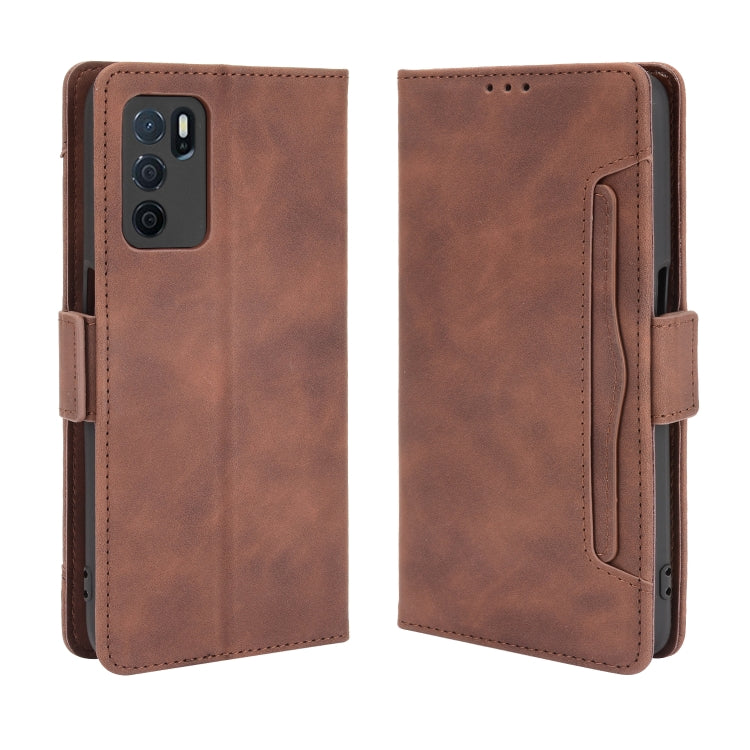 For OPPO A16 Skin Feel Calf Pattern Horizontal Flip Leather Case with Holder & Card Slots & Photo Frame(Brown) - OPPO Cases by buy2fix | Online Shopping UK | buy2fix