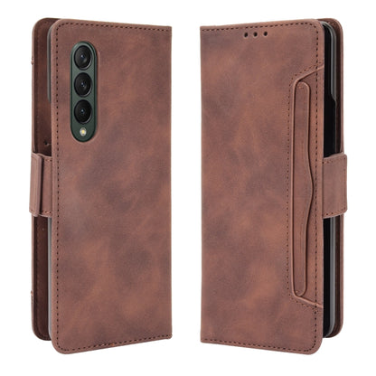 For Samsung Galaxy Z Fold3 5G Skin Feel Calf Pattern Horizontal Flip Leather Case with Holder & Card Slots & Photo Frame(Brown) - Galaxy Phone Cases by GKK | Online Shopping UK | buy2fix