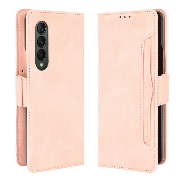 For Samsung Galaxy Z Fold3 5G Skin Feel Calf Pattern Horizontal Flip Leather Case with Holder & Card Slots & Photo Frame(Pink) - Galaxy Phone Cases by GKK | Online Shopping UK | buy2fix