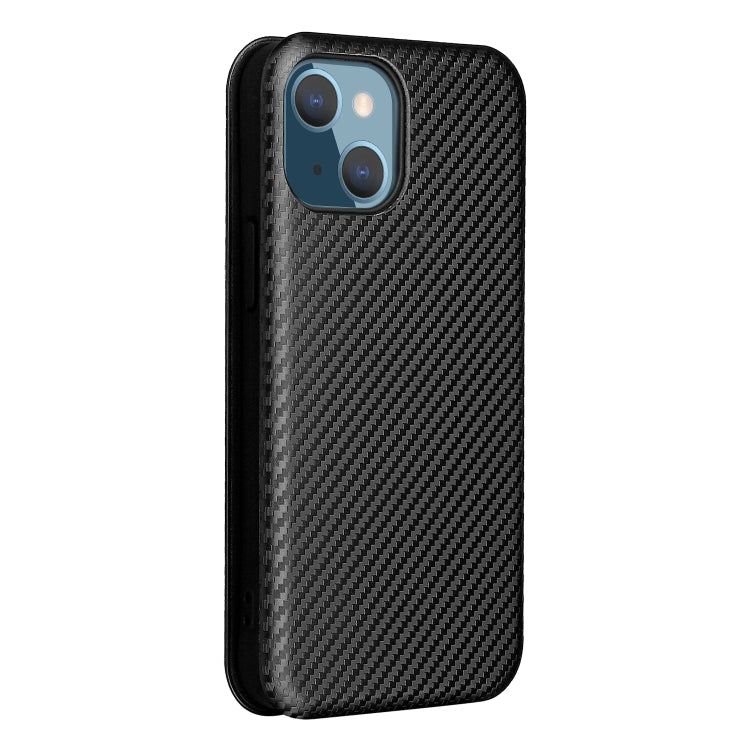 For iPhone 13 mini Carbon Fiber Texture Horizontal Flip TPU + PC + PU Leather Case with Card Slot (Black) - iPhone 13 mini Cases by buy2fix | Online Shopping UK | buy2fix