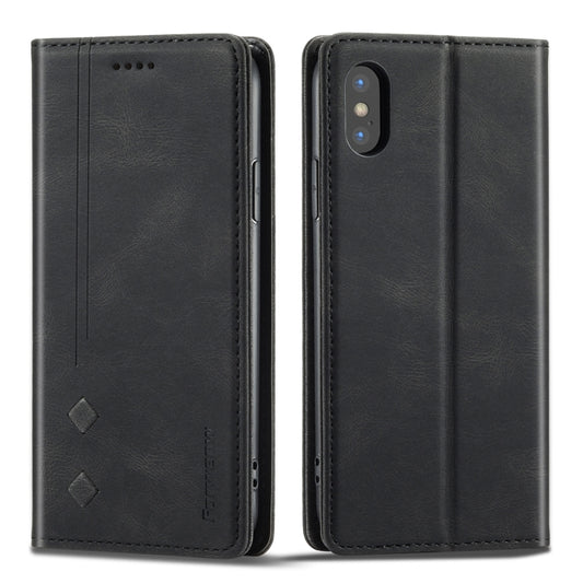 For iPhone XR Forwenw F2 Series Magnetic Horizontal Flip Leather Case with Holder & Card Slots & Wallet(Black) - More iPhone Cases by Forwenw | Online Shopping UK | buy2fix