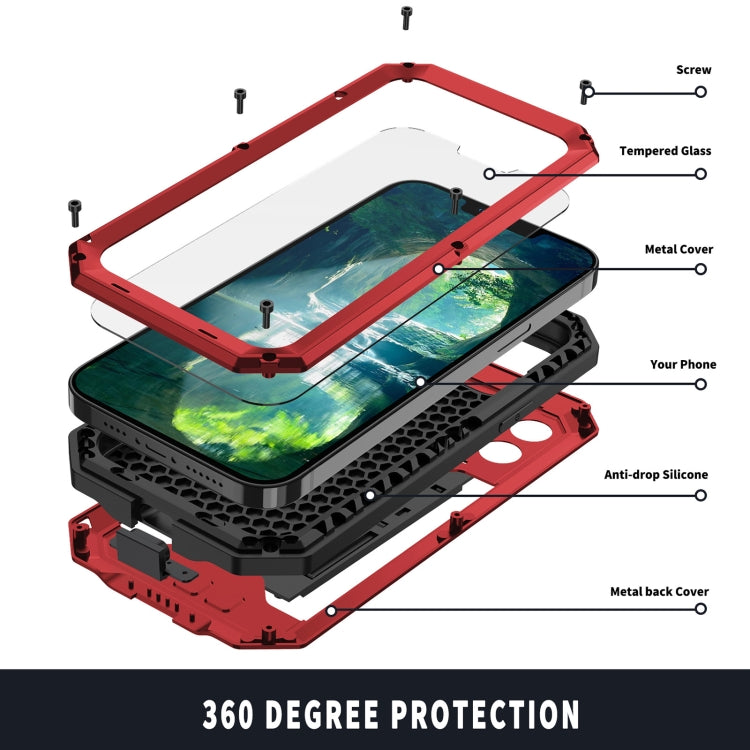 For iPhone 13 Pro R-JUST Sliding Camera Shockproof Life Waterproof Dust-proof Metal + Silicone Protective Case with Holder (Red) - iPhone 13 Pro Cases by R-JUST | Online Shopping UK | buy2fix