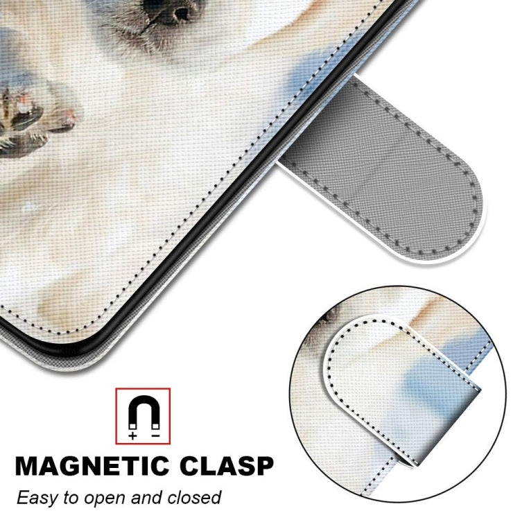 For iPhone 13 Coloured Drawing Cross Texture Horizontal Flip PU Leather Case with Holder & Card Slots & Wallet & Lanyard(Snow Puppy) - iPhone 13 Cases by buy2fix | Online Shopping UK | buy2fix